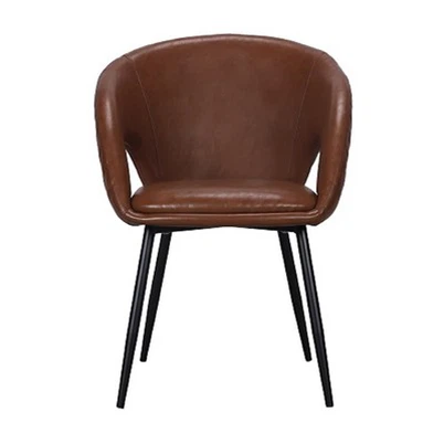 Poltrona com encosto curvo em couro marrom